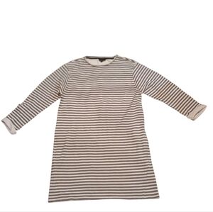 Topshop Striped Long Sleeve Top - Grey and White